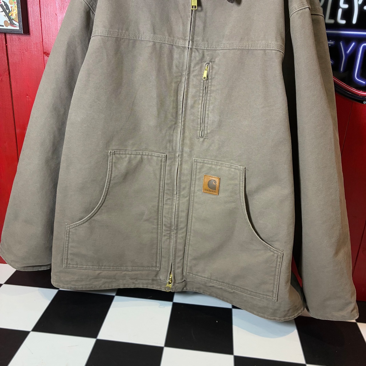 00s メキシコ製Carhartt C61 リッジコート　ベージュ系　ダックジャケット　カーハート