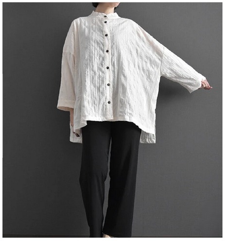 シワ加工ブラウス/ナチュラル/F