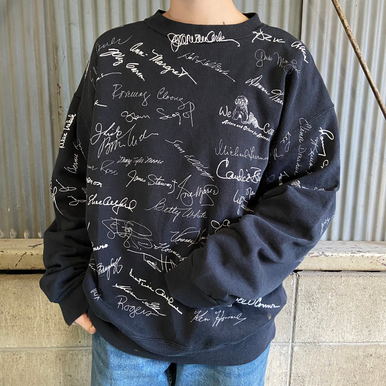 90年代 TULTEX 袖プリント プリントスウェットシャツ トレーナー USA製 ...