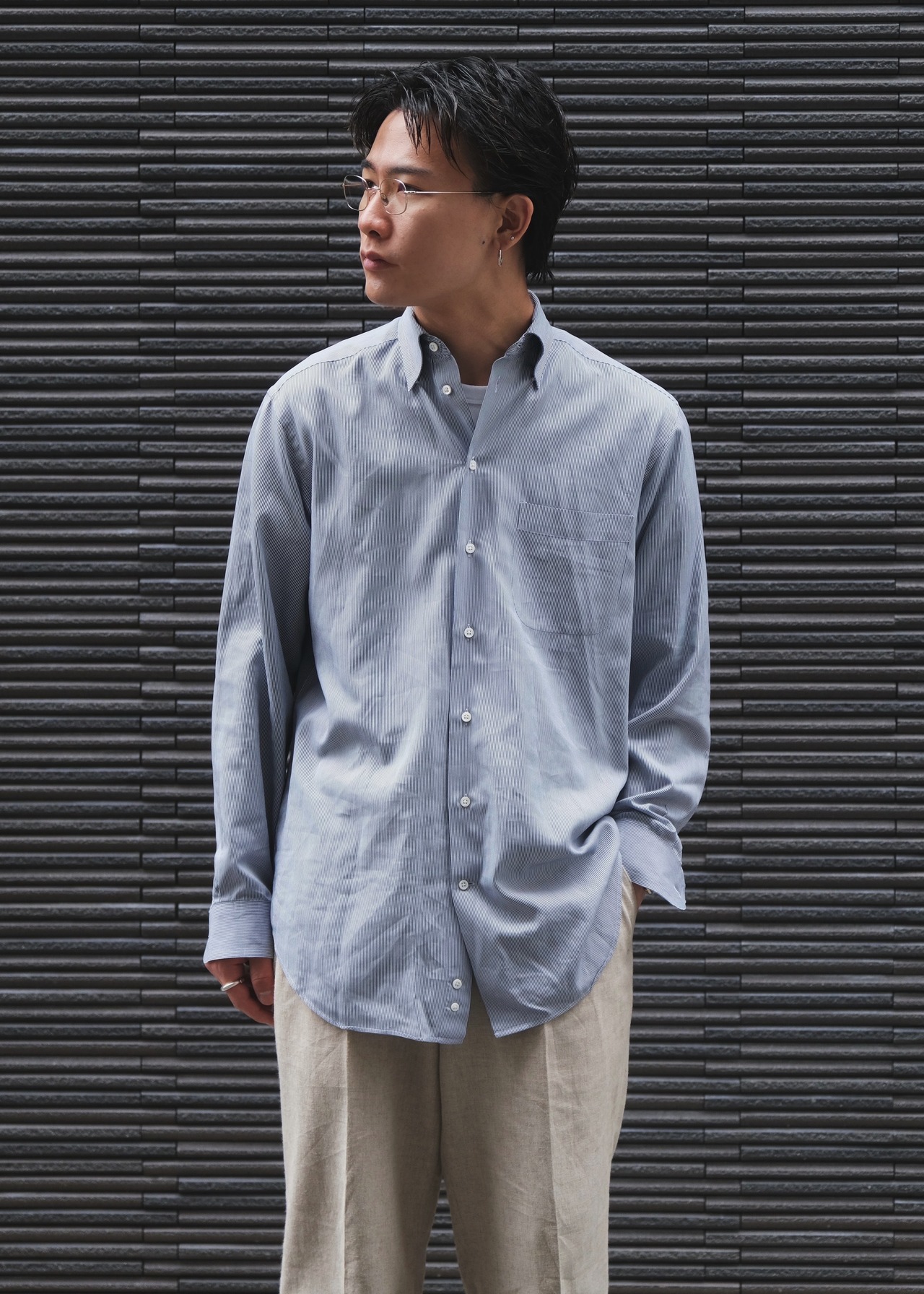 ARMANI COLLEZIONI smooth cotton button down collar shirt