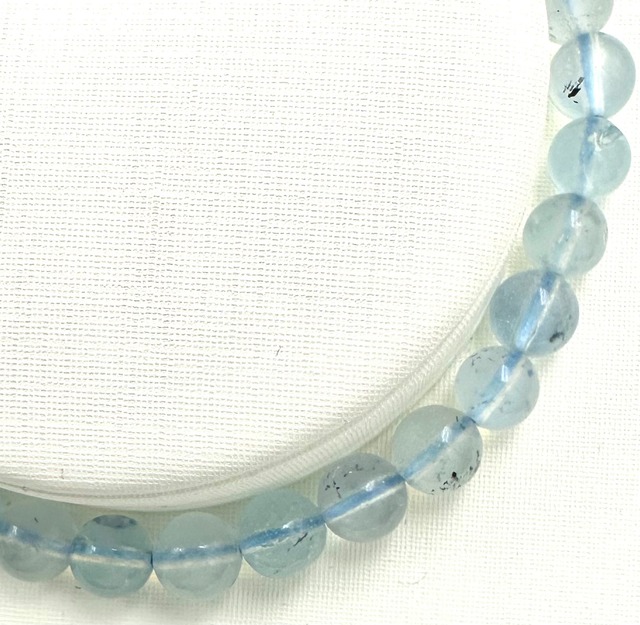 (01198)(選べる内径)アクアマリン【6mm】ライトブルー　Aquamarine 　藍玉　水宝玉　ラウンドカット　 ブレスレット　天然石　パワーストーン