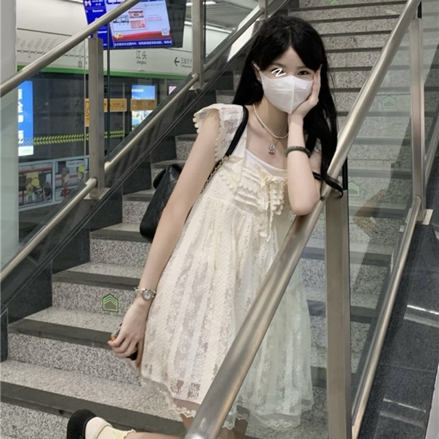 ドレス 薄手バックスカート スリーブレース 萌量不足93268922907