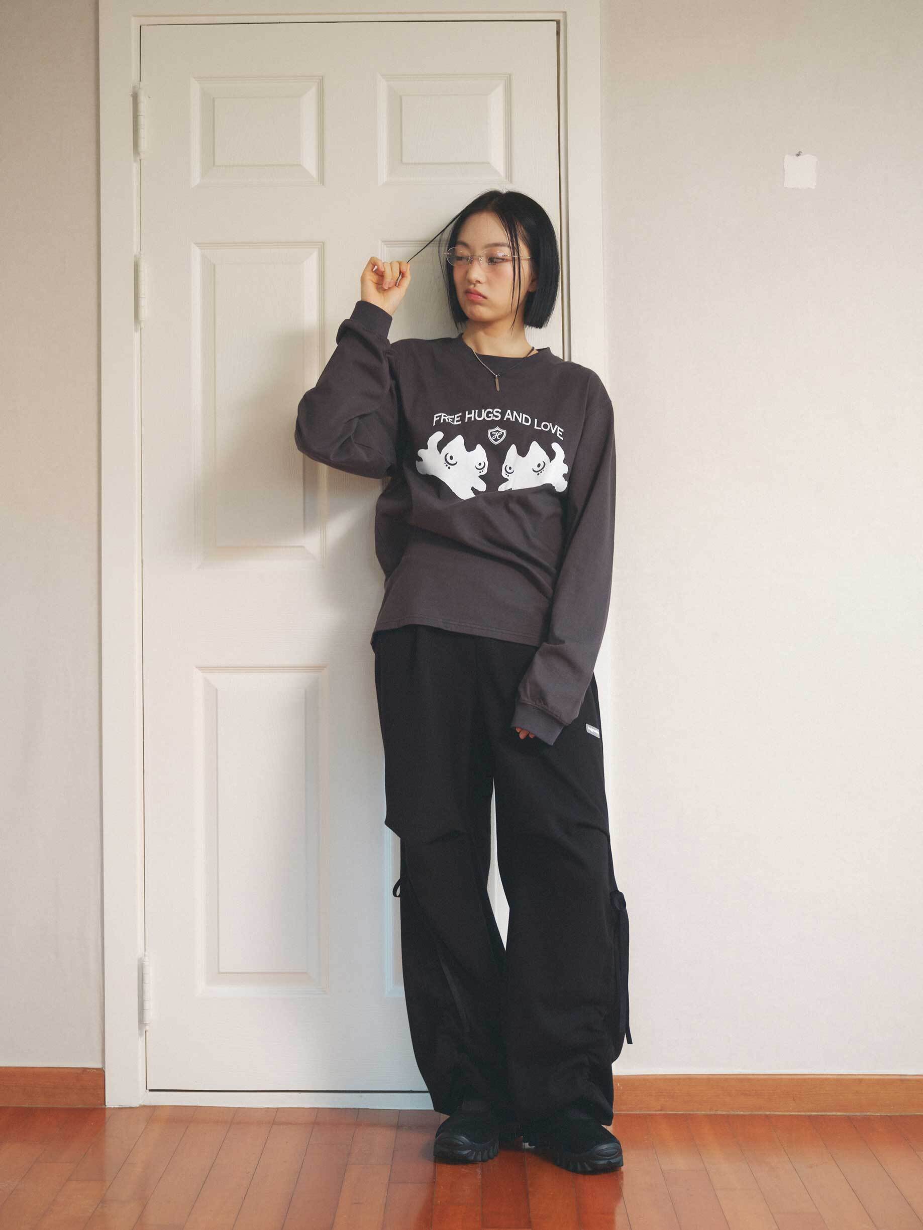 hug your skin] Hugging long sleeve (charcoal) 正規品 韓国ブランド