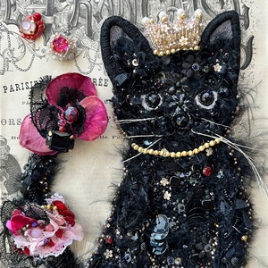 ビーズ刺繍アート  "Le chat noir"