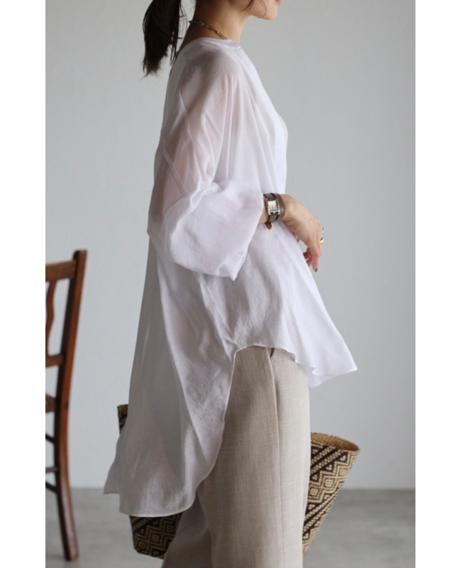 袖ゴムカフスシアーシャツ