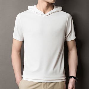 半袖パーカー フード付きtシャツ メンズ 6色 M-4XL プルオーバー カジュアル 無地 薄手 半袖 23zm59