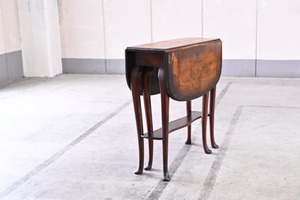 イングランド製 バタフライテーブル マホガニー 机 サイドテーブル 電話台 伸長式 花台 猫脚 飾り台 アンティーク カブリオールレッグ【中古家具/中古インテリア/USED家具ユーズド家具/リサイクル】