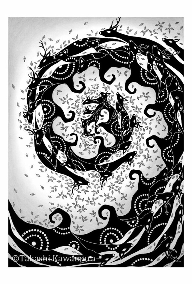 【A４版アートプリント】 屋久鹿輪舞