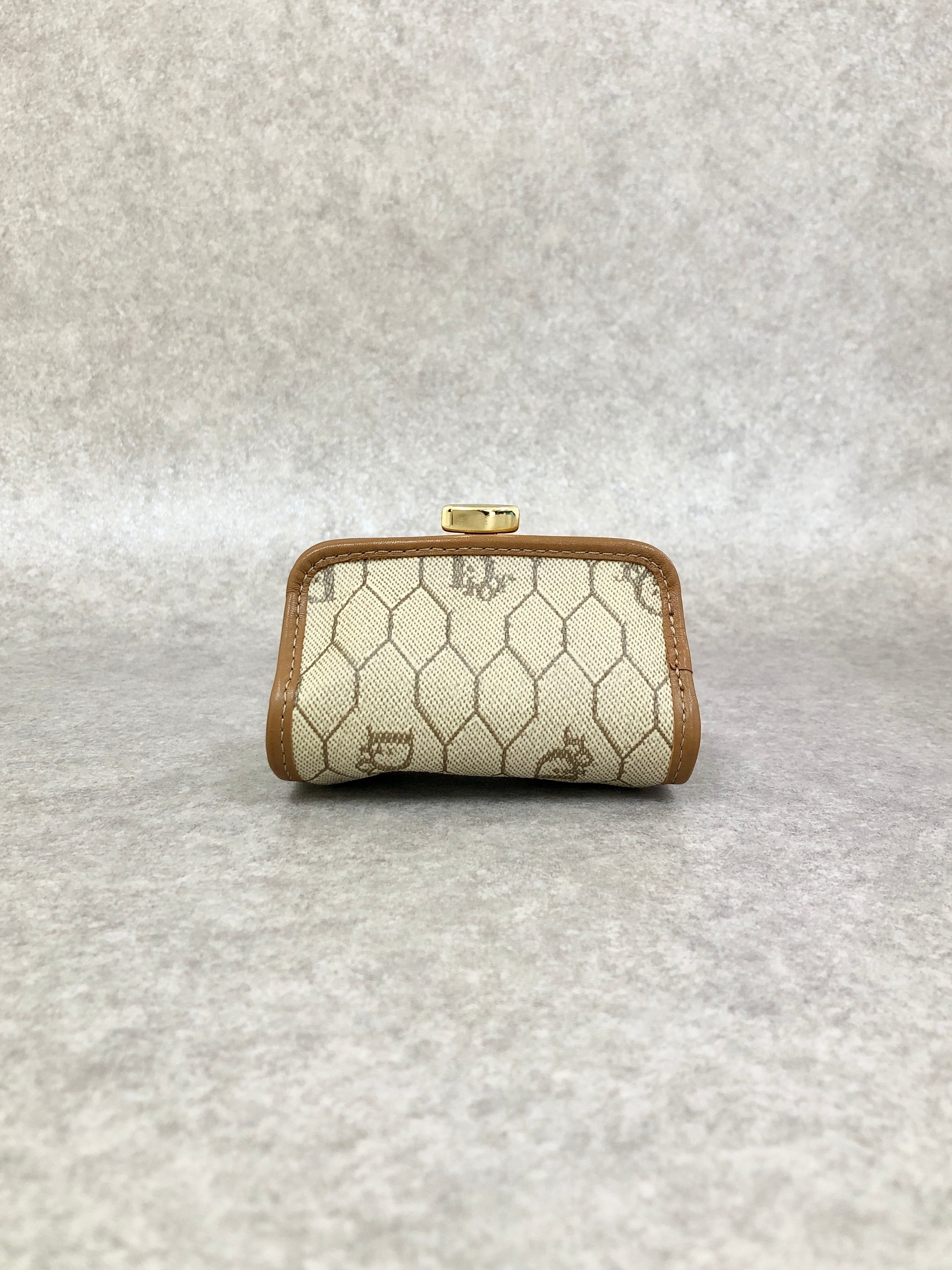 クリスチャンディオール ヴィンテージ ハニカム柄 キャンバス ケース 財布 Christian Dior クリスチャン ディオール ハニカム柄 財布 ブラウン