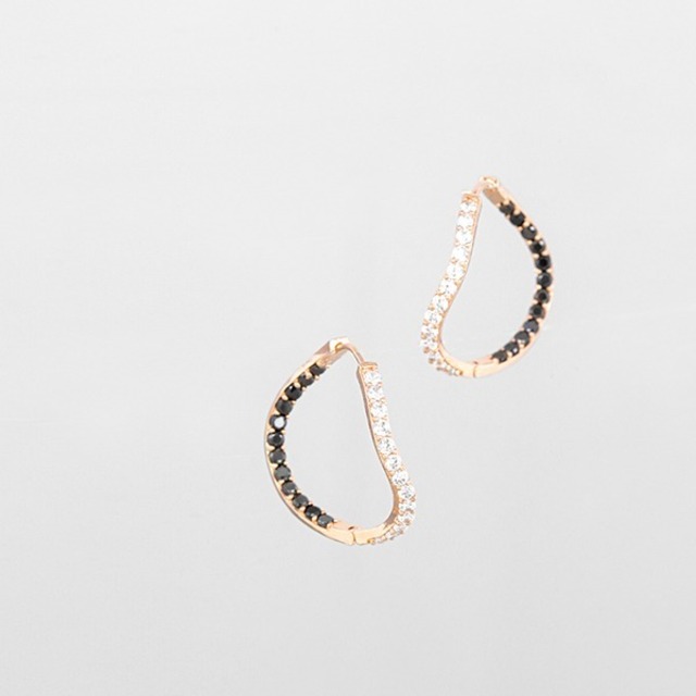 Azure Wave Black&White Crystal Ring Earrings