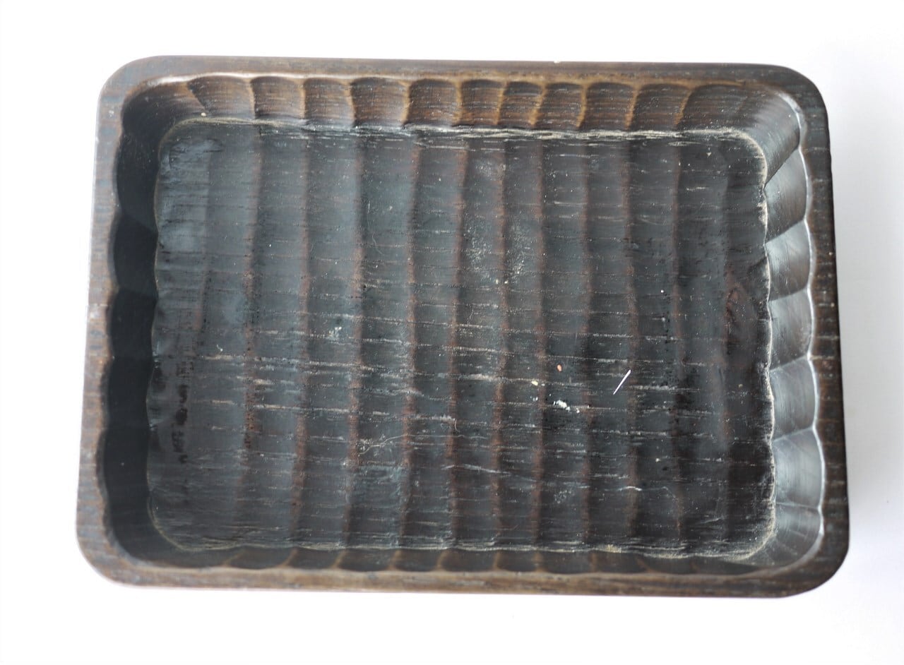 天然木 波はつり模様トレイ 煎茶盆