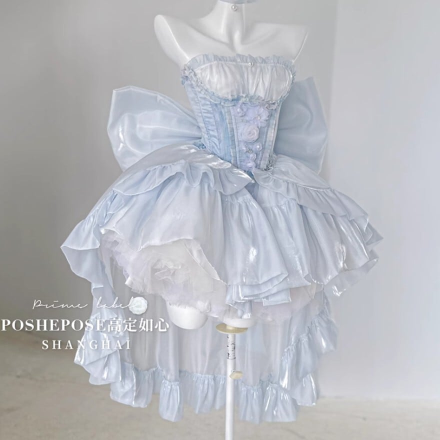 ロリータドレス パーティドレス プリンセスドレス お姫様ドレス スワン 白鳥の湖 イベント ステージ衣装 甘め ろりぃたふぁっしょん ロリィタ服