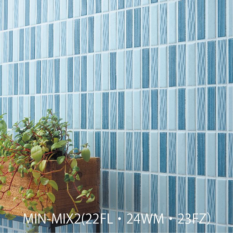 みっころ*☆ 　シングル&肌掛けシングル　水色柄 ミナモ 100×25mmボーダー／SWAN TILE | swantile store
