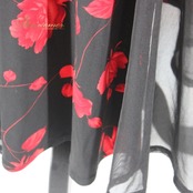 社交ダンス 衣装 スタンダード スカート レッスンウェア 女性用 レディース オールシーズン 黒 赤 花柄 ブラック系 レッド系 練習着 レース ブラック レッド フラワー柄 おしゃれ ダンススカート 体型カバー 透け感 春 夏 秋 冬 エレガント