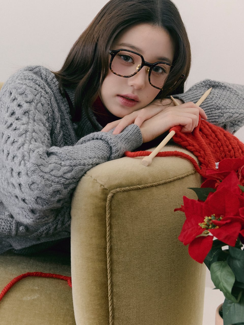 ROLAROLA] WOOL BUTTON CABLE CARDIGAN GRAY 正規品 韓国ブランド 韓国