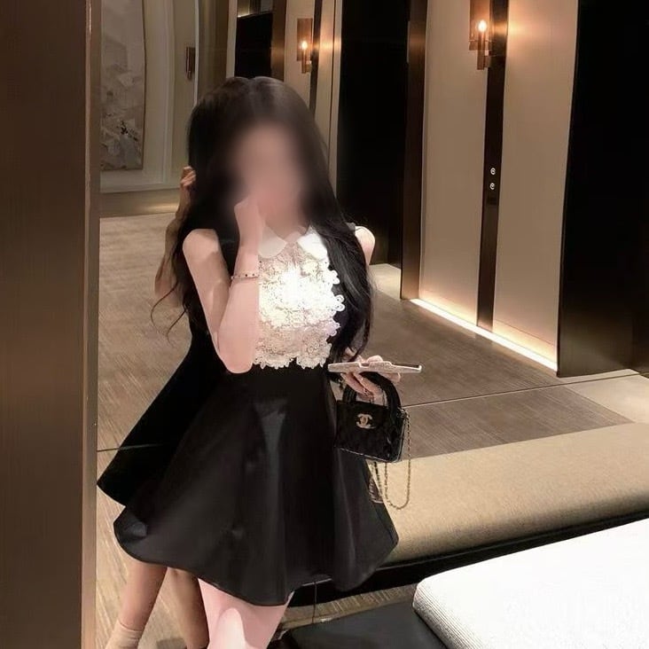 [GLANCE TOKYO] ワンホンレースノースリーブ ミニワンピース レース ノースリーブ ミニワンピース ワンホン 韓国 フェミニン お嬢様