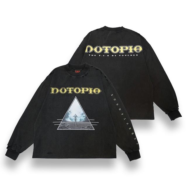 T.C.R NUTOPIA WASHED DAMAGE L/S TEE - BLACK