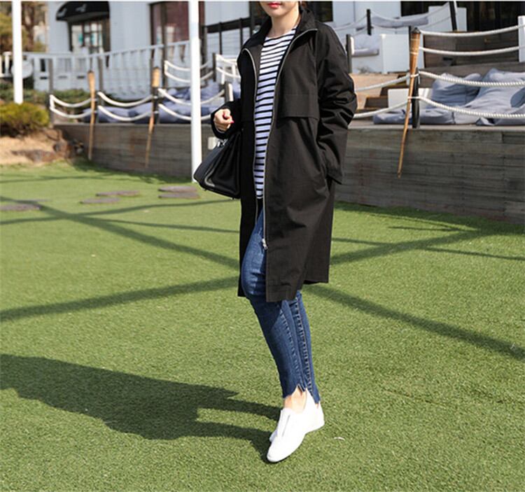 女性らしい! スタンドカラー カジュアル 中・長セクション コート トレンチコート 女性