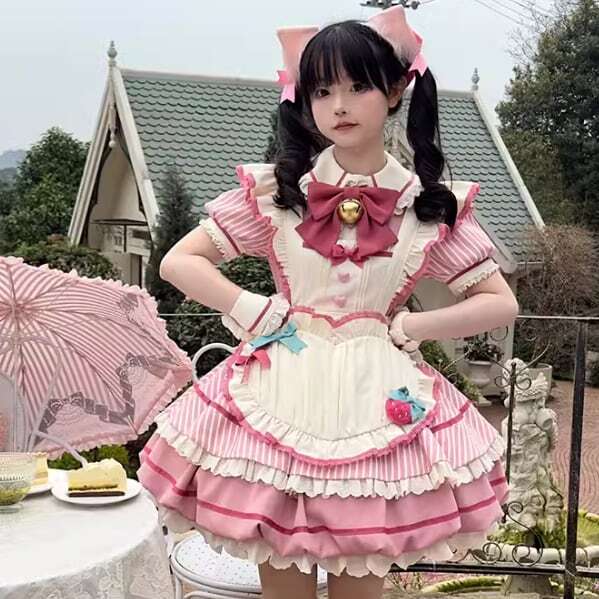 即納＆ゆめかわ♡ピンクいちごメイド服セット Mサイズ | ゆめかわガール