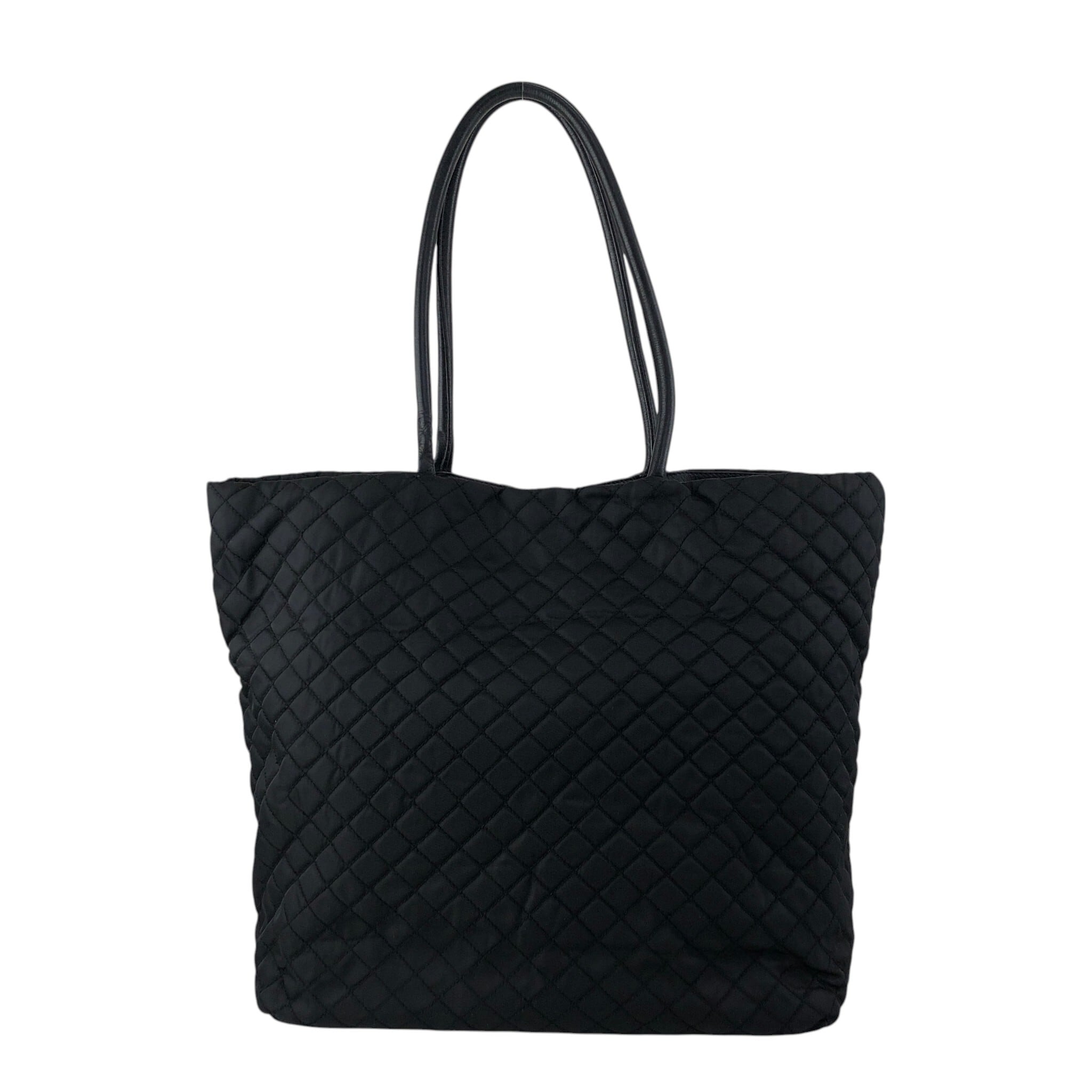 PRADA プラダ ハンドバッグ ブラック ロゴ キルティング トートバッグ