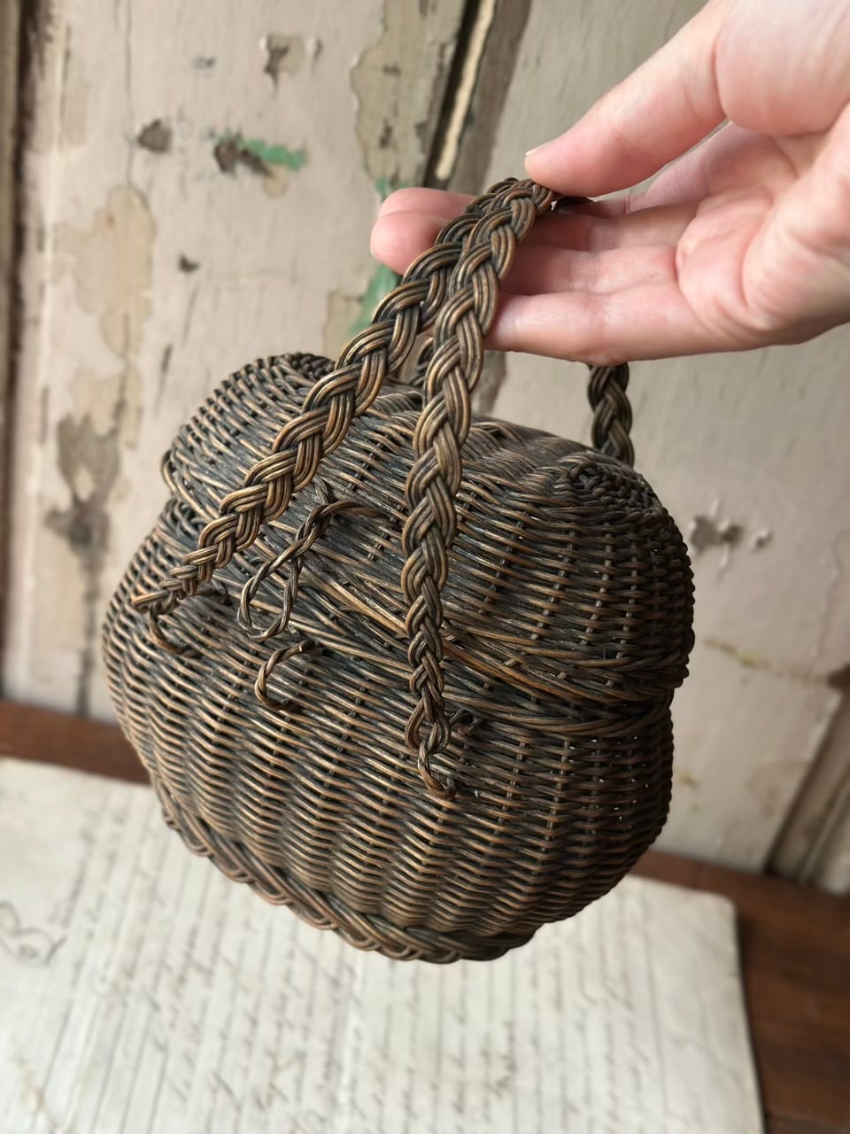 ドールパニエ 小さなバスケット 黒×茶 | Brocante de La Cocotte