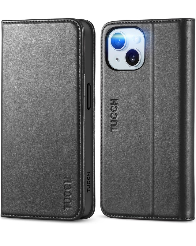 TUCCH iPhone 15 対応 ケース 手帳型 2023年発売 6.1インチ ブラック