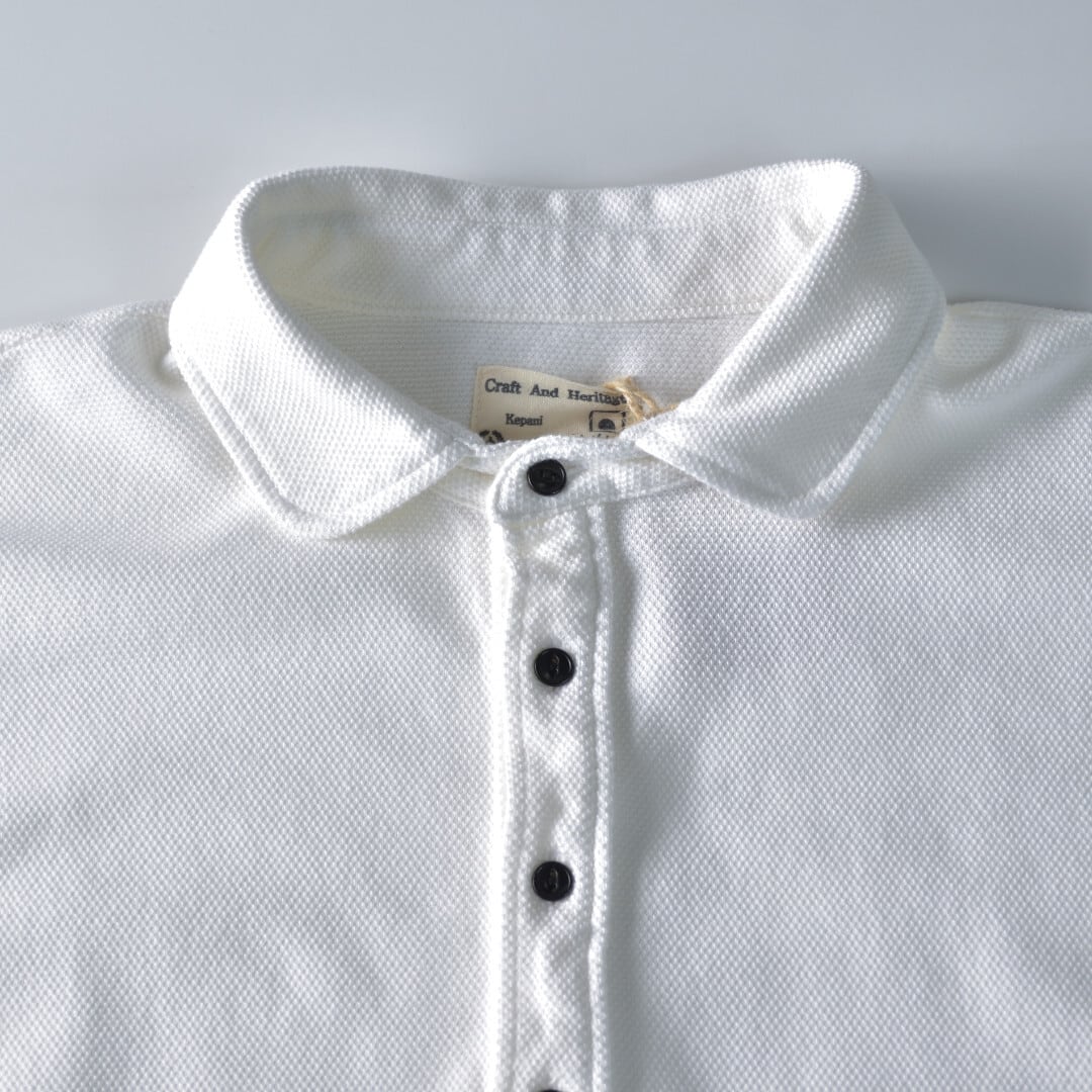 Kepani ケパニ ラフィーヘビーウエイトピケ ラウンドカラーポロ・ホワイト【送料無料】