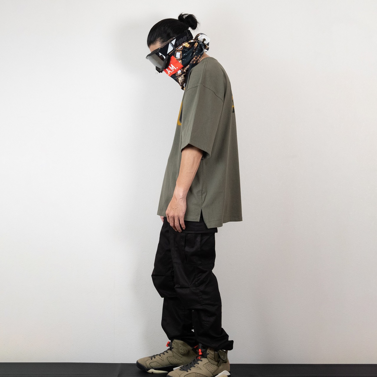 Stencil Print T shirts -White Body X Light Green-