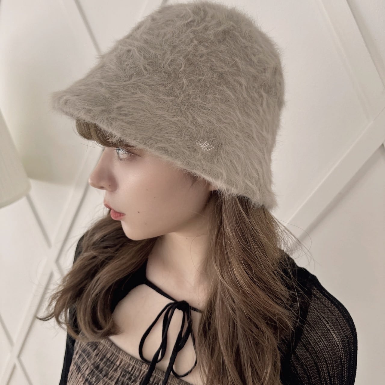Mel. fur bucket hat-BEIGE