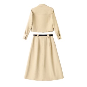 シングルブレストショートジャケット＆フロントボタンミモレ丈スカートのセットアップ A00613