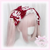 ♡【全9色】 クラシカルフリルレース ダブルリボンヘッドドレス green ♡