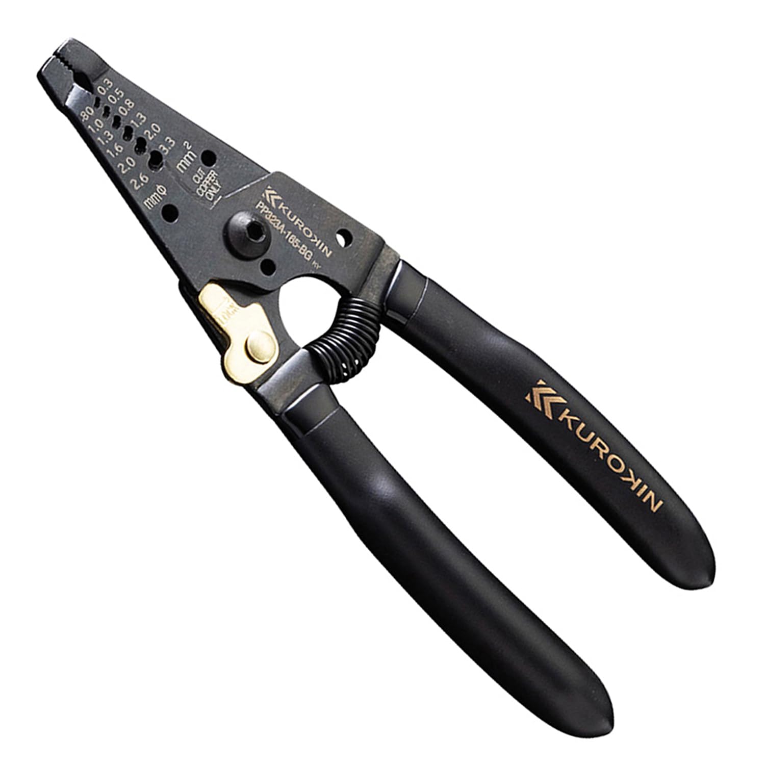 【努力特価】フジ矢(Fujiya) ワイヤーストリッパA型 165mm 黒金・バネ付 PP323A-165-BG