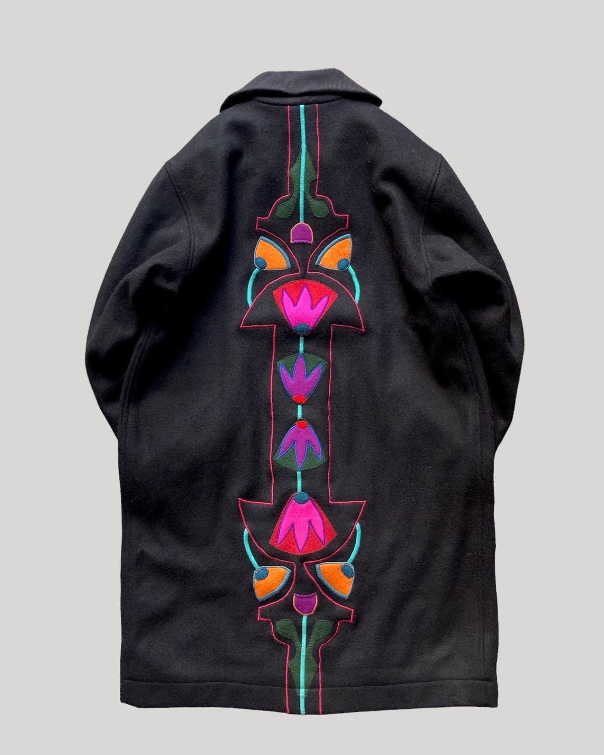 80s 'Cindy Owings Designs' UNIQUE Colourful Wool Embroidered Geometric Jacket M main image 0