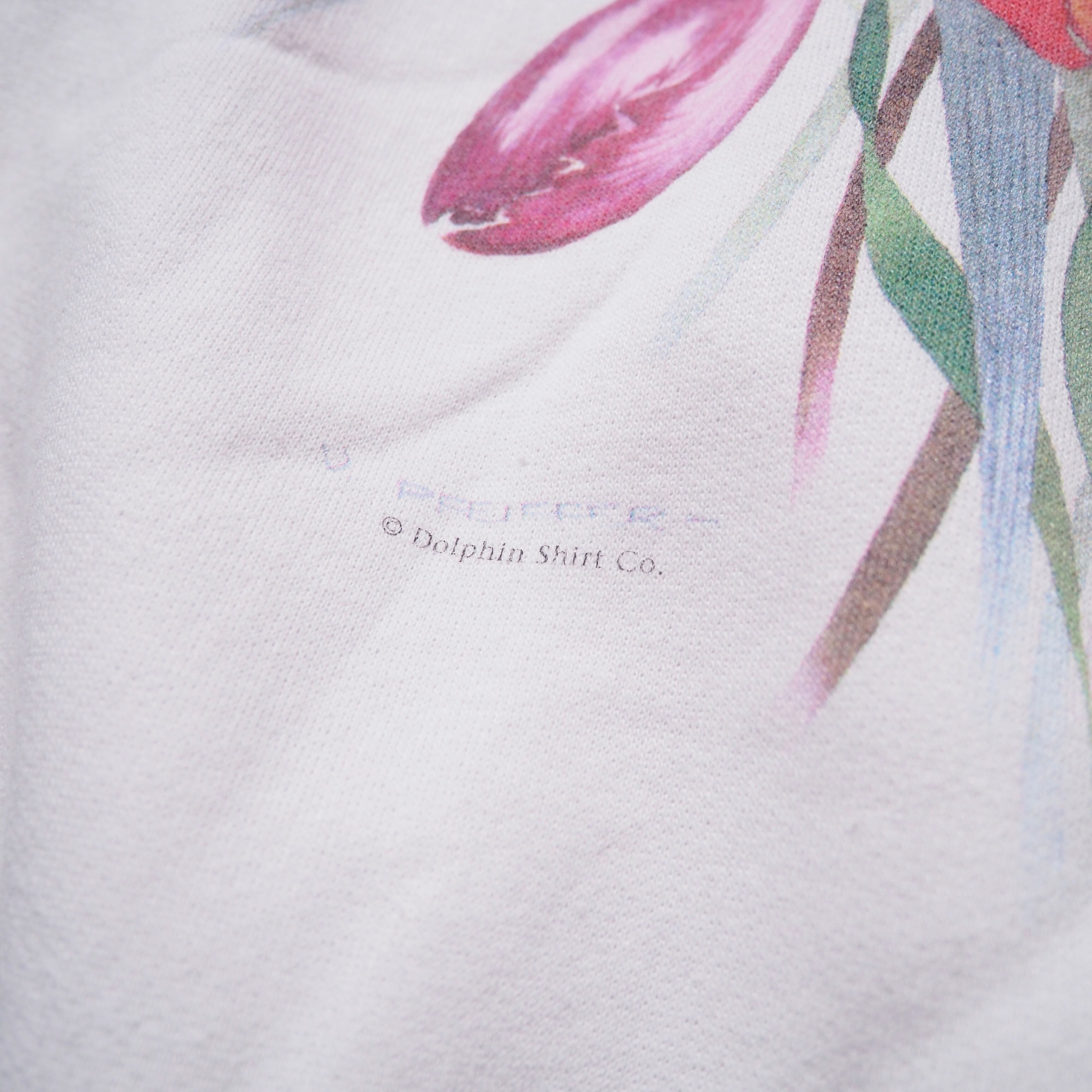 1990s Beautiful Flower printed vintage White sweat shirt