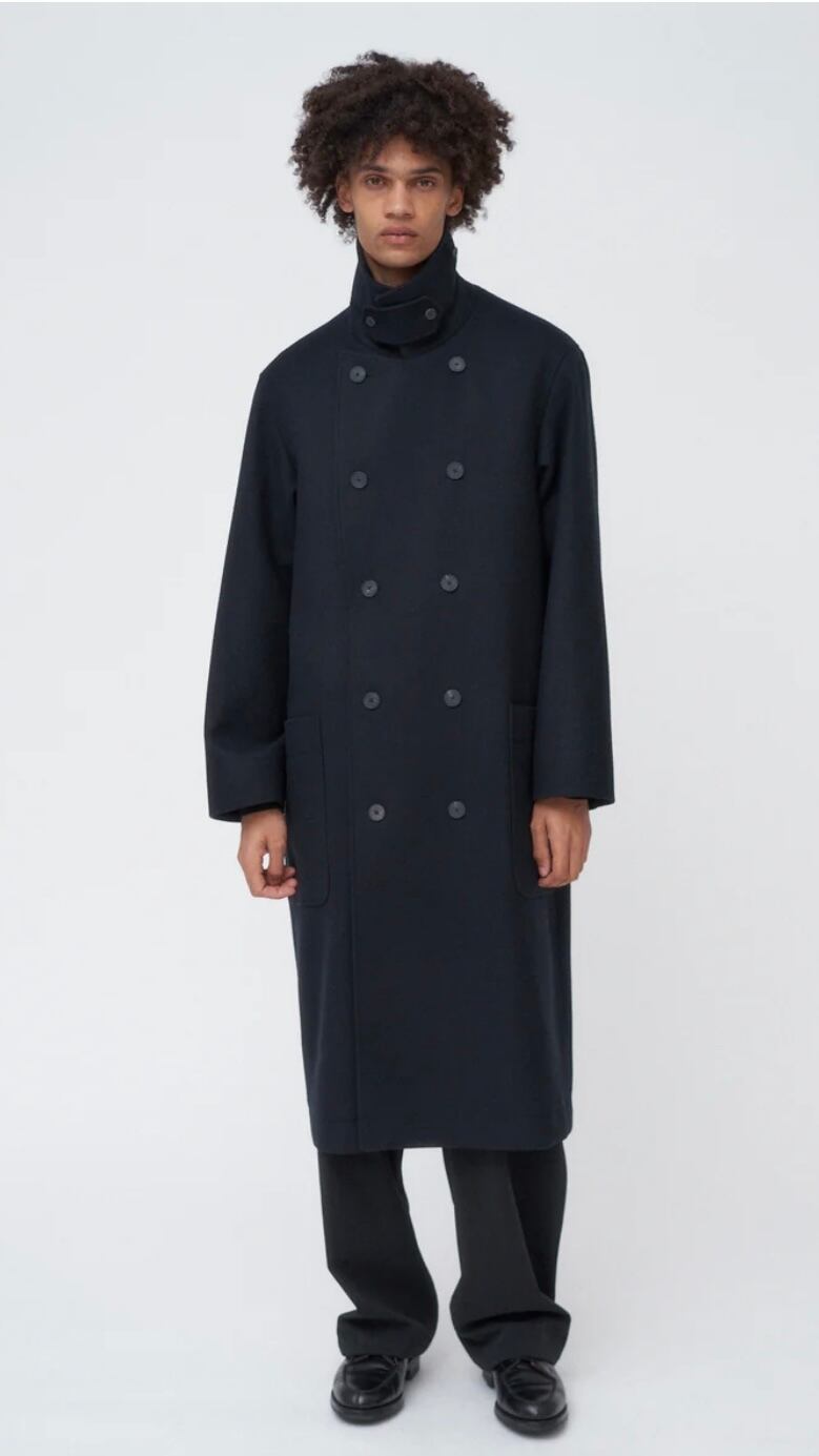 ATON -SUPER 160S DOUBLE SAXONY | DOUBLE BREASTED COAT- :BLACK,