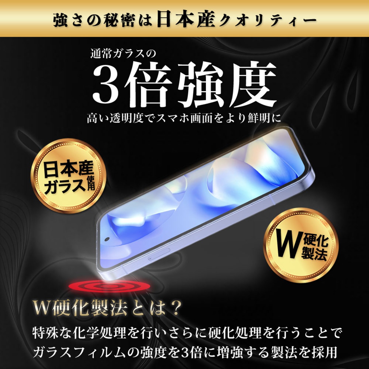 Hy+ Google Pixel10a ガラスフィルム ピクセル10a 対応 液晶保護フィルム 強化ガラス 9H硬度 日本製ガラス W硬化製法 全面保護 全面吸着 飛散防止 指紋防止 ブラック