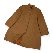 カシミヤ100% Cashmere ハイネック カシミア ウール コート /キャメル/レディース