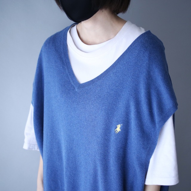 "Polo by Ralph Lauren" over silhouette blue knit vest