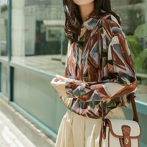 Retro floral chiffon shirt S72