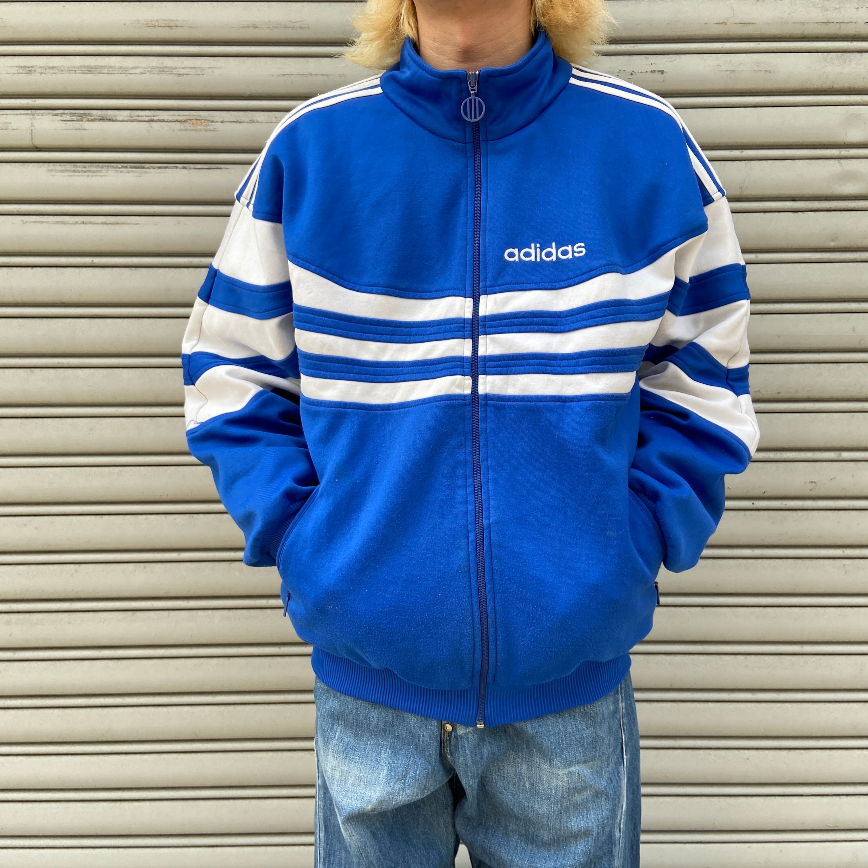 90s adidas トラックジャケット ジャージ M トレフォイル 青 | 古着屋 Uan
