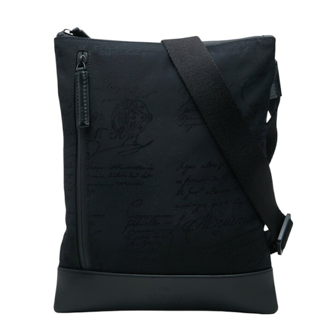 ベルルッティ スクリット カリグラフィ 斜め掛け ショルダーバッグ ブラック ナイロン レザー メンズ Berluti 中古