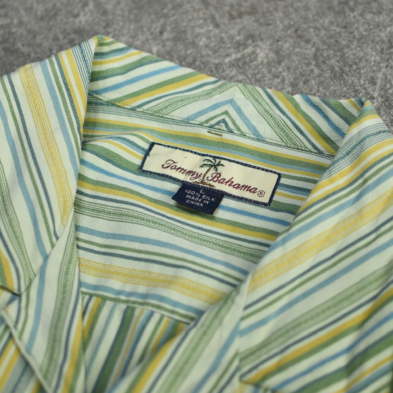 tommy bahama multi stripe silk open collar shirt