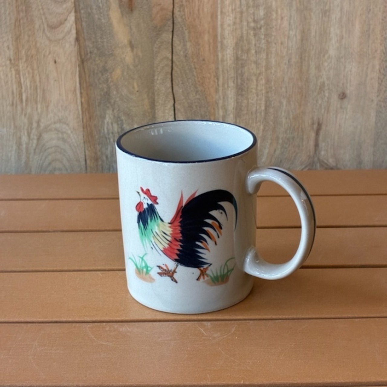 Thailand Hand painted ceramic small dish Rooster　タイ　セラミック手彩色マグカップ　ニワトリ　250ml　紅茶　珈琲　コーヒー　アジア雑貨
