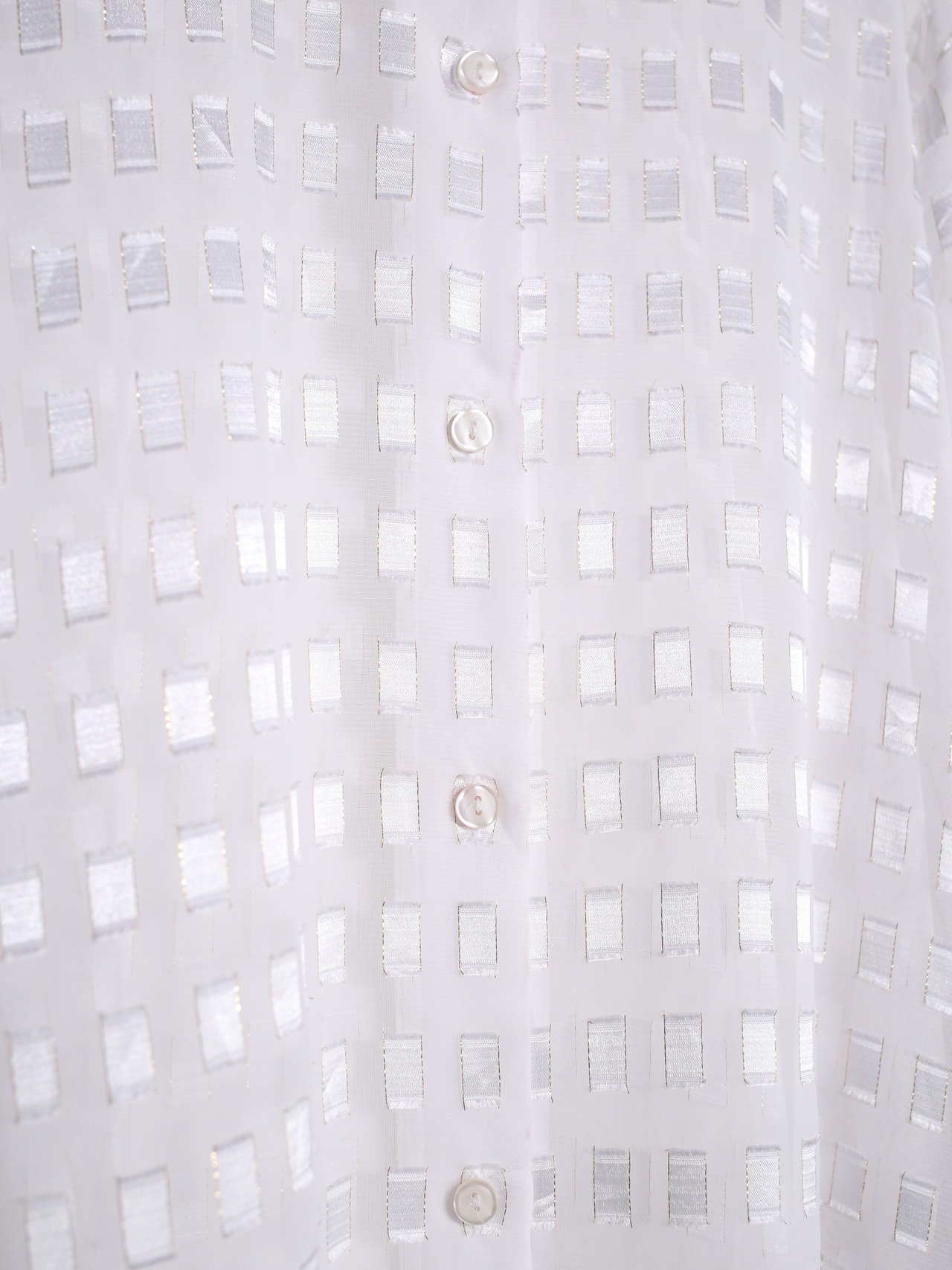 square jacquard white sheer shirt - 9