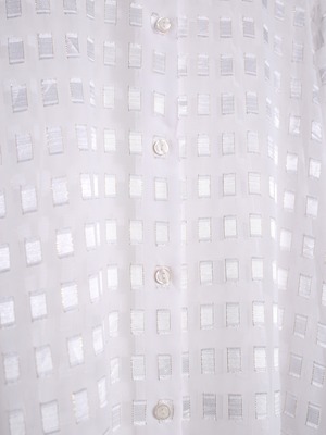 square jacquard white sheer shirt