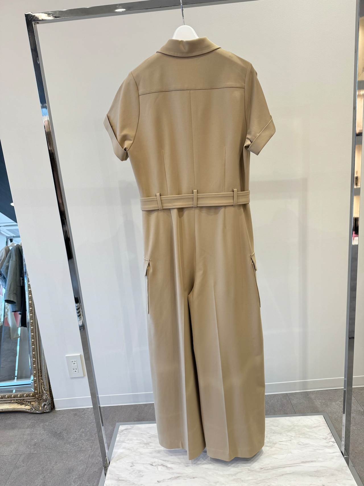 BORDERS at BALCONY OPEN COLLAR JUMPSUIT オープンカラージャンプスーツ