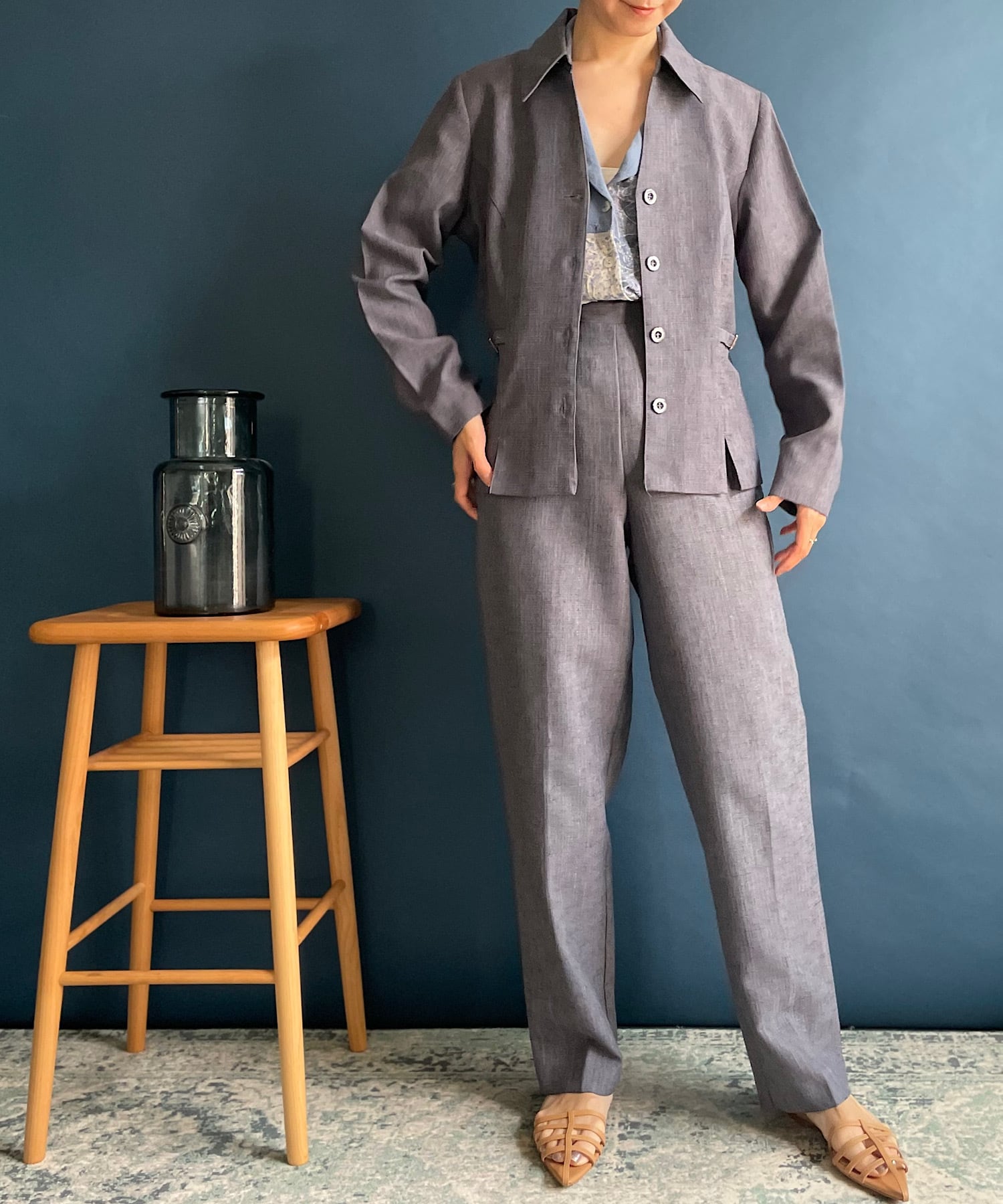 SAG HARBOR"gray Jacket and Pants Set | DROOMTUIN_VINTAGE