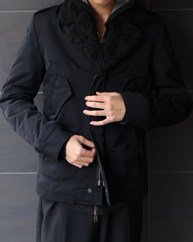 【DIESEL】Fur collar double zip jacket