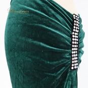 ベリーダンス 衣装 ワンピース ドレス グリーン系 緑 黒 ラインストーン レッスン 練習 ベロア 光沢 上品 ストレッチ 伸縮 一体型 キラキラ オリエンタル バラディ ブラック系