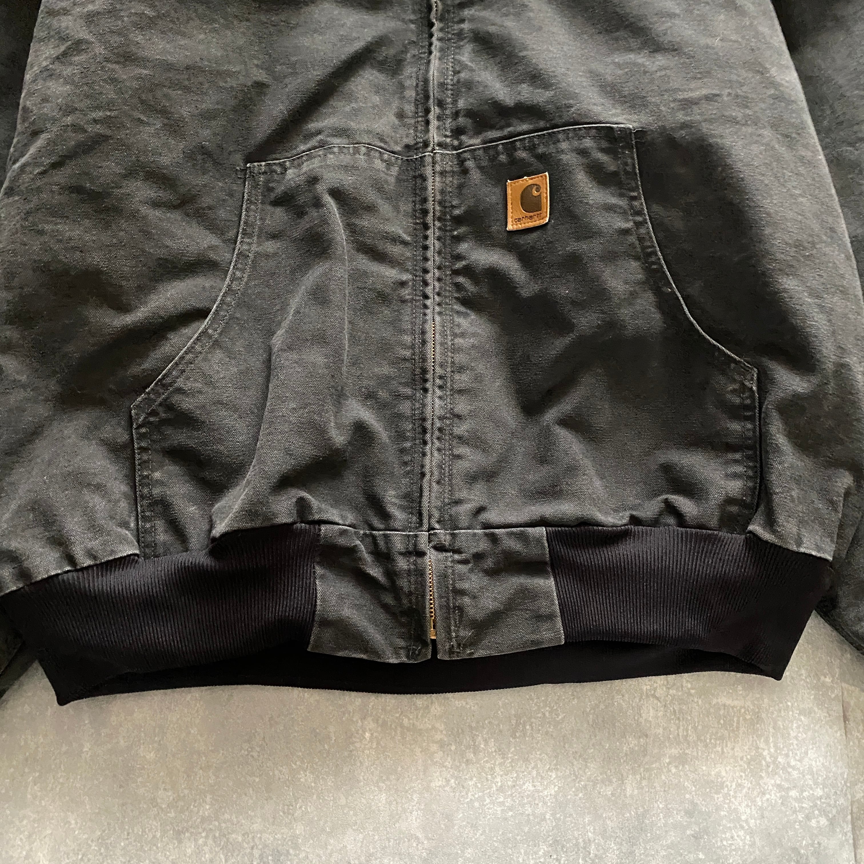 XLサイズ's carhartt カーハート 刺繍企業ロゴ 革ラベル フード